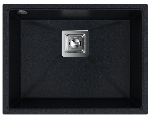 SINK Quality Mosogató Minőségi Argon 60, konyhai gránit mosogató 550x420x225 mm + króm szifon, fekete foltos-Brocade, SKQ-ARG.B.1KBO.60.X