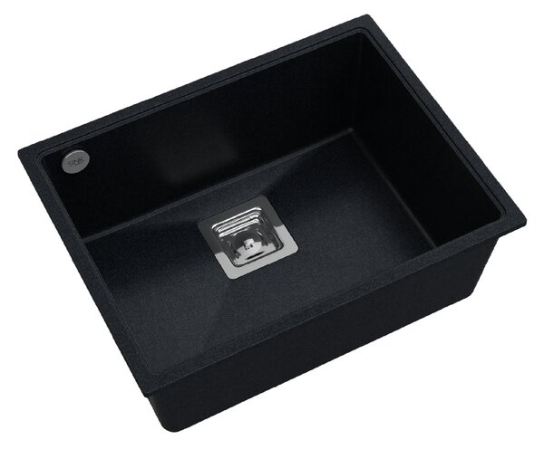 SINK Quality Mosogató Minőségi Argon 60, konyhai gránit mosogató 550x420x225 mm + króm szifon, fekete foltos-Brocade, SKQ-ARG.B.1KBO.60.X