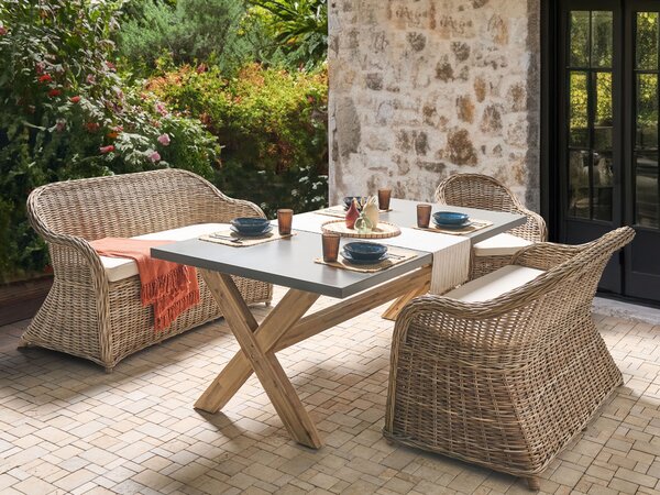 Kerti pad ülőpárnával SUSUA 189 cm Rattan Természetes