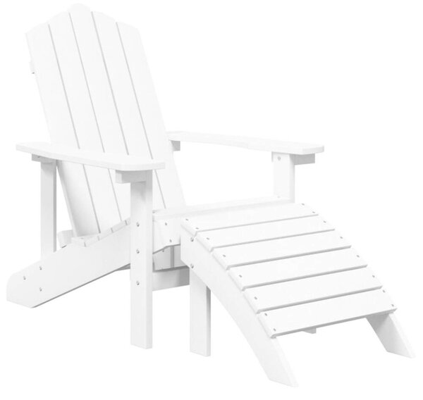 VidaXL fehér HDPE kerti adirondack szék lábtartóval