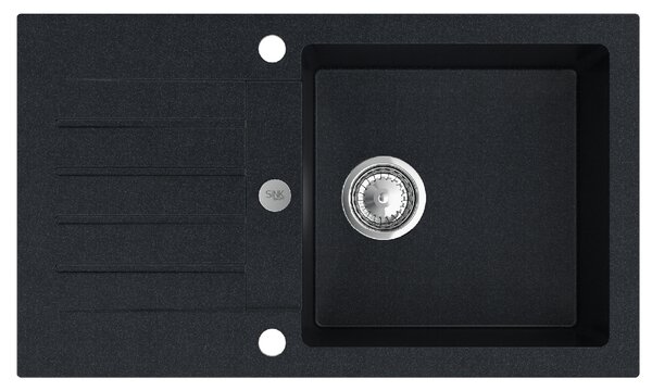 SINK Quality Mosogató Quality Natalie, konyhai gránit mosogató 770x450x170 mm + króm szifon, fekete foltos-BROKÁD, SKQ-NAT.B.1KDO.X