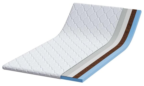 VidaXL Kókusz Topper Fehér 90 x 200 cm Jacquard szövet