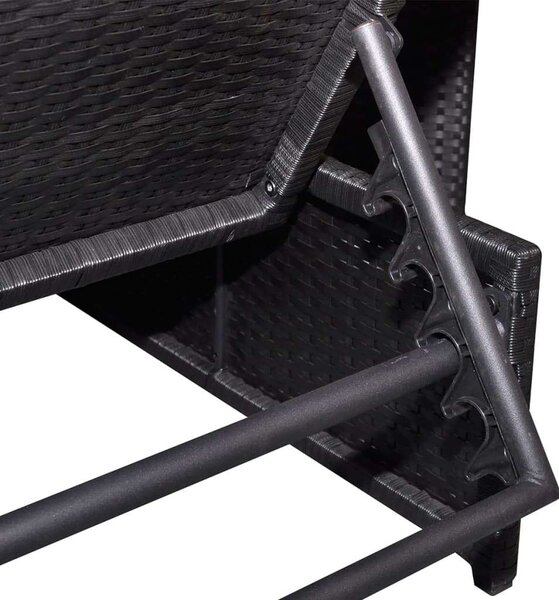 VidaXL Napozóágy Szett - 2 db, Fekete Polyrattan