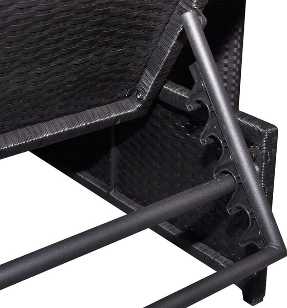 VidaXL Napozóágy Szett - 2 db, Fekete Polyrattan