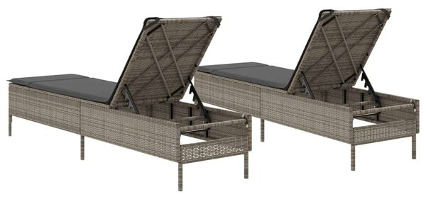 VidaXL Napozóágy Szett - 2 db - Polyrattan - Szürke