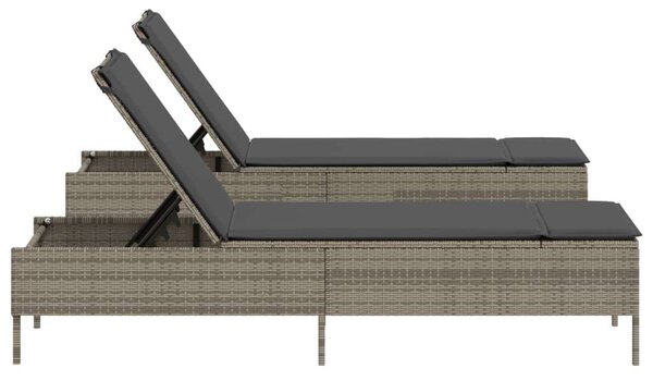 VidaXL Napozóágy Szett - 2 db - Polyrattan - Szürke