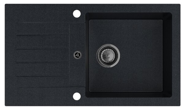 SINK Quality Mosogató Quality Natalie, konyhai gránit mosogató 770x450x170 mm + fekete szifon, fekete foltos-BROCADE, SKQ-NAT.B.1KDO.XB