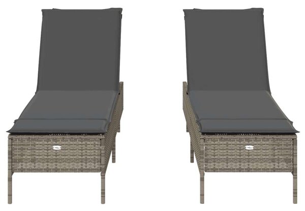 VidaXL Napozóágy Szett - 2 db - Polyrattan - Szürke