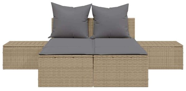 VidaXL Dupla Napozóágy - Polyrattan - Bézs - 162cm