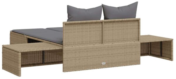 VidaXL Dupla Napozóágy - Polyrattan - Bézs - 162cm