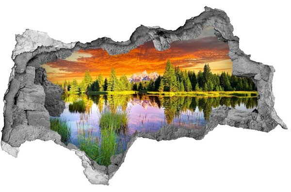 Lyuk 3d fali matrica Folyó az erdőben