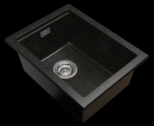 Gamma Decor 3850, 1 rekeszes gránit mosogató 380x500x207 mm, fekete arany pöttyökkel, GMA-ZLE000179