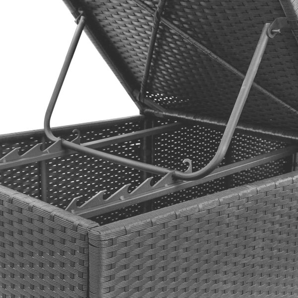 VidaXL fekete polyrattan napozóágy párnával