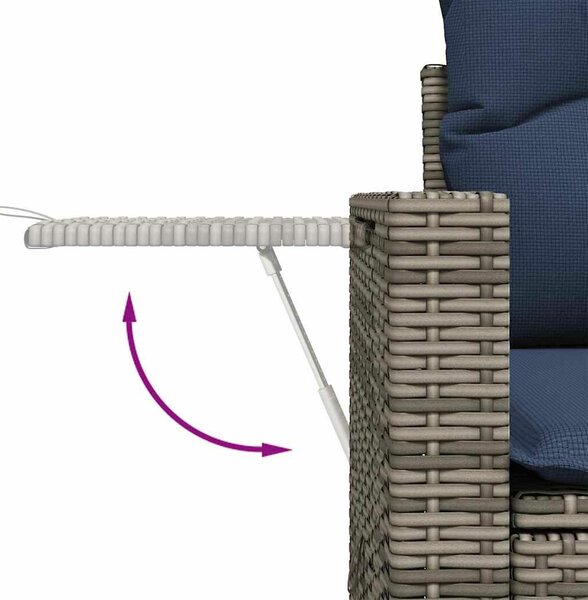 4 db szürke polyrattan kerti kanapégarnitúra párnákkal