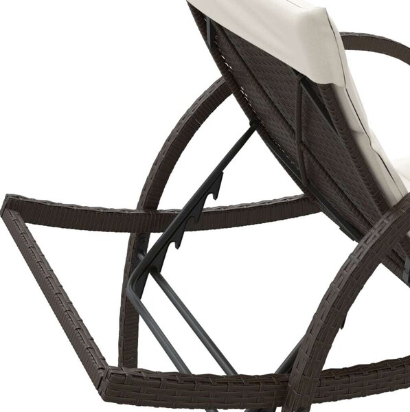 VidaXL Napozóágy - 2 db - Barna Polyrattan - Párnával