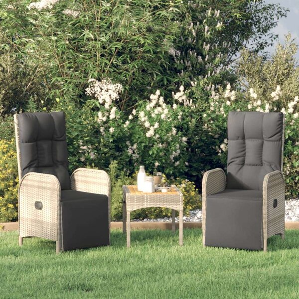 3 részes szürke polyrattan kerti ülőgarnitúra párnákkal