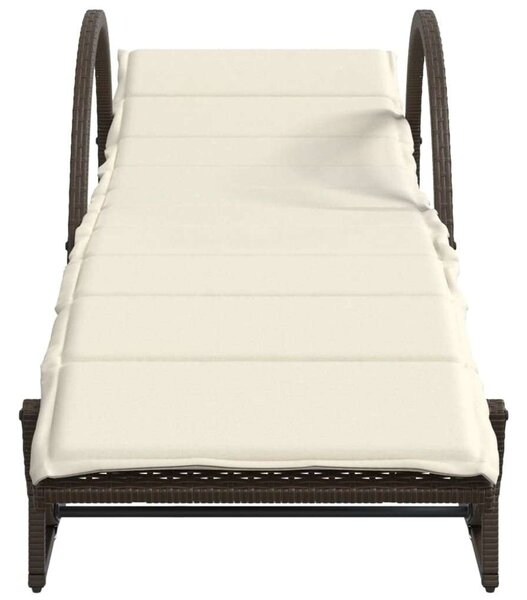 VidaXL Napozóágy - 2 db - Barna Polyrattan - Párnával