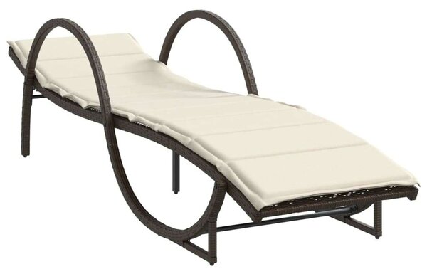 VidaXL Napozóágy - 2 db - Barna Polyrattan - Párnával