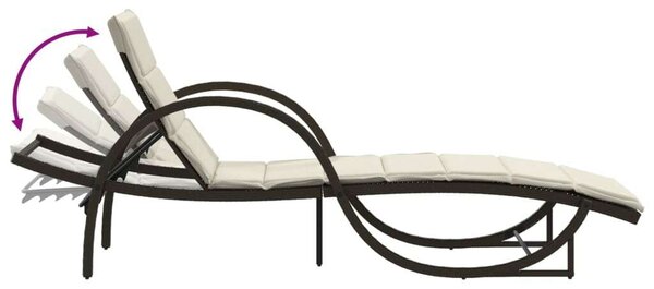 VidaXL Napozóágy - 2 db - Barna Polyrattan - Párnával