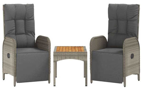 3 részes szürke polyrattan kerti ülőgarnitúra párnákkal