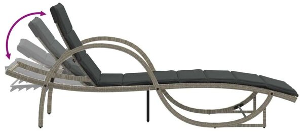 VidaXL Napozóágy - Polyrattan - 2 db - Szürke