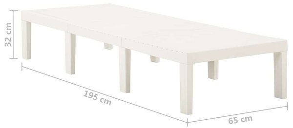 VidaXL Napozóágy - Fehér Műanyag - 195x65x32 cm