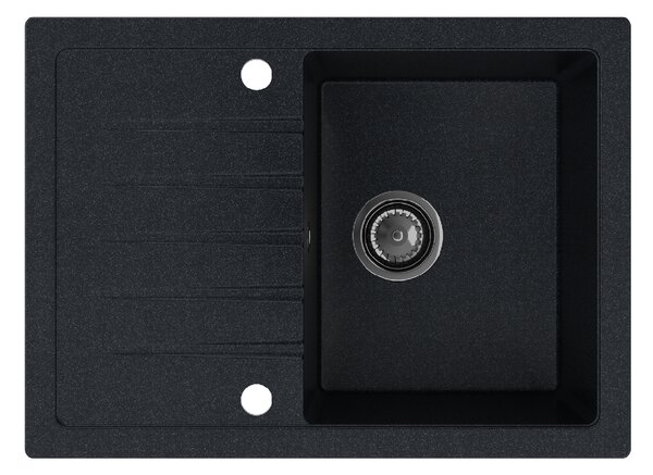 SINK Quality Mosogató Minőségi Titanite, konyhai gránit mosogató 680x495x215 mm + fekete szifon, fekete foltos-Brocade, SKQ-TIT.B.1KKO.XB