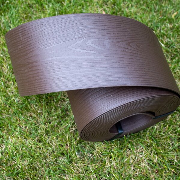 Fa hatású műanyag ágyásszegély tekercsben 10m x 13cm x 2,8mm, barna