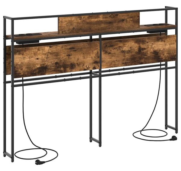 VidaXL Tároló fejtámla polcokkal Füstölt tölgy 140 cm Faanyag