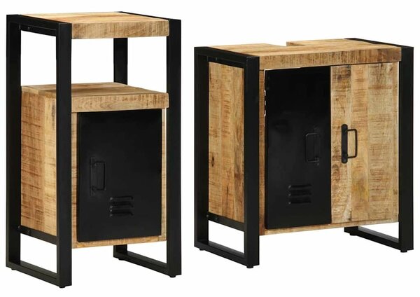 VidaXL Fürdőszoba bútor szett 2 db Barna és fekete 55 x 35 x 60 cm