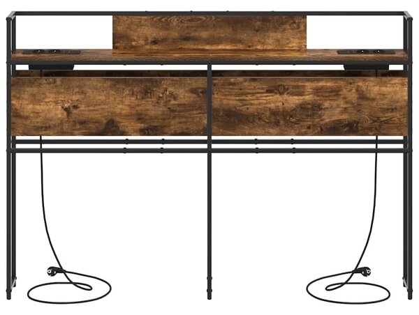 VidaXL Tároló fejtámla polcokkal Füstölt tölgy 140 cm Faanyag