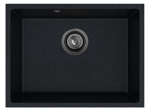 SINK Quality Mosogató Quality Crypton 60, konyhai gránit mosogató 535x400x205 mm + fekete szifon, fekete foltos, SKQ-CRY.B.1KBO.60.XB