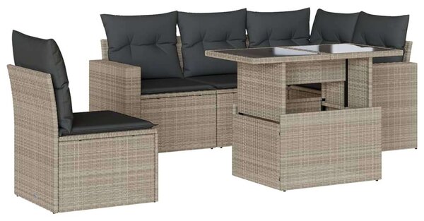 VidaXL Polyrattan Kerti Ülőgarnitúra - 6 részes, Világosszürke