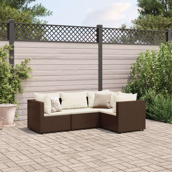 VidaXL 4 részes barna polyrattan kerti ülőgarnitúra párnákkal