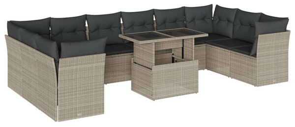 VidaXL Polyrattan Kerti Ülőgarnitúra - 11 részes, Világosszürke