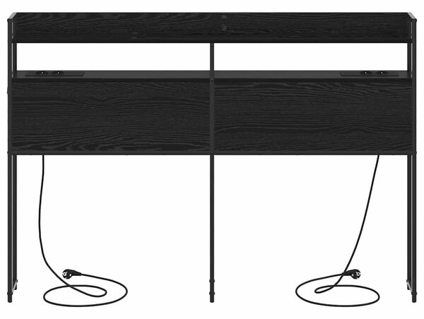 VidaXL Fejtámla LED -es lámpákkal polcokkal Musta tammi 140 cm Faanyag