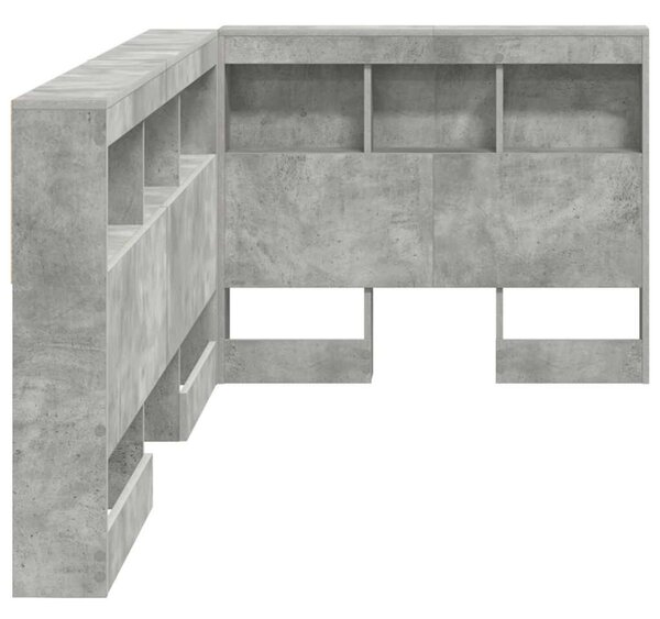 VidaXL Tároló fejtámla Beton Szürke Szerelt Fa