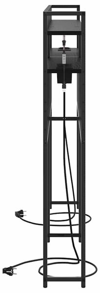 VidaXL Fejtámla LED -es lámpákkal polcokkal Musta tammi 140 cm Faanyag