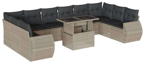 VidaXL Polyrattan Kerti Ülőgarnitúra - 11 részes, Világosszürke