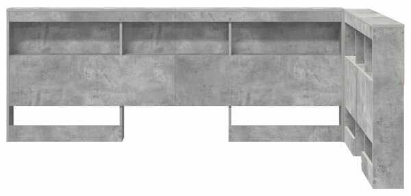 VidaXL Tároló fejtámla polcokkal tárolóval Beton szürke 120 cm Faanyag