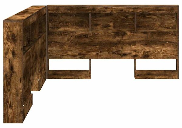 VidaXL Tároló fejtámla polcokkal Füstölt tölgy 150 cm Faanyag