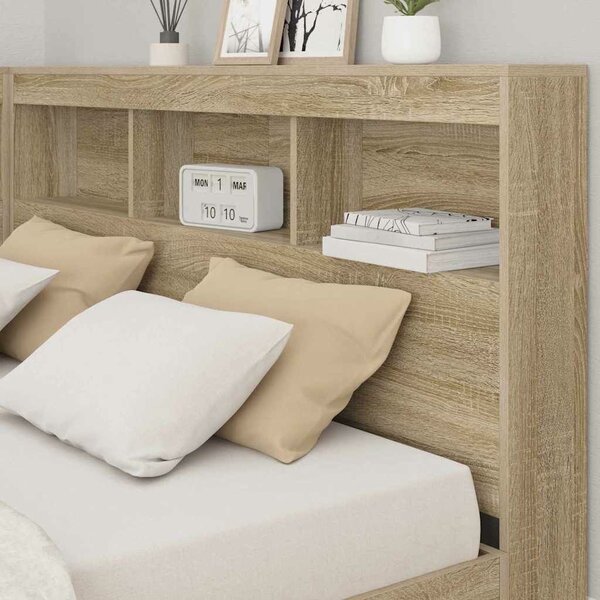 VidaXL Tároló fejtámla polcokkal tárolóval sonoma tölgy 150 cm Faanyag