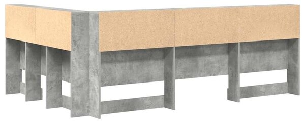 VidaXL Tároló fejtámla polcokkal tárolóval Beton szürke 120 cm Faanyag