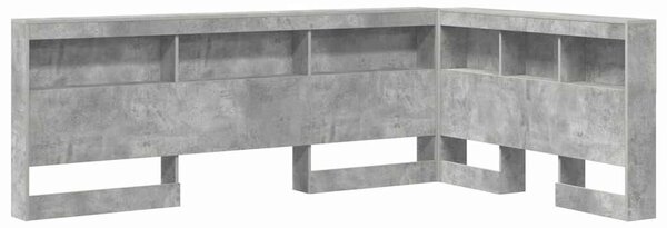 VidaXL Tároló fejtámla polcokkal tárolóval Beton szürke 120 cm Faanyag