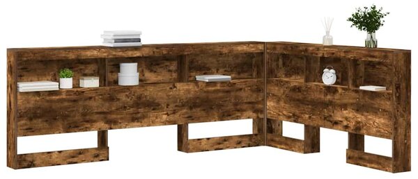 VidaXL Tároló fejtámla polcokkal Füstölt tölgy 150 cm Faanyag