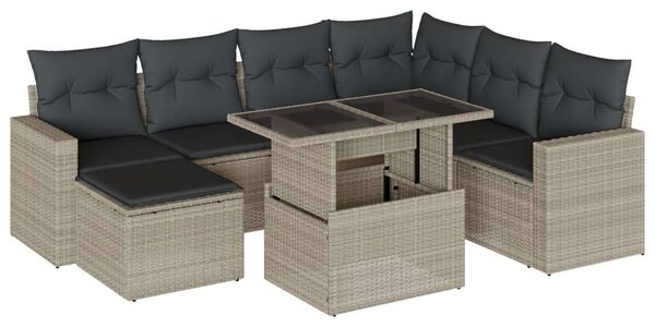 VidaXL Polyrattan Kerti Ülőgarnitúra - 8 részes, Világosszürke