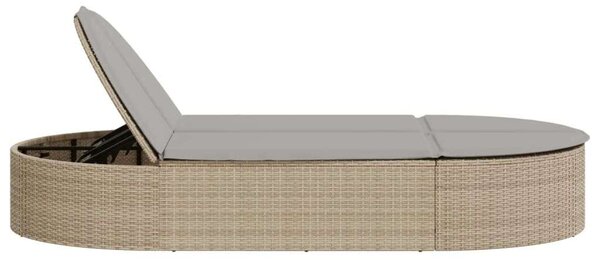 VidaXL Dupla Napozóágy - Polyrattan - Bézs - 200cm