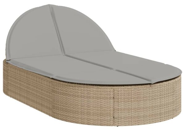 VidaXL Dupla Napozóágy - Polyrattan - Bézs - 200cm