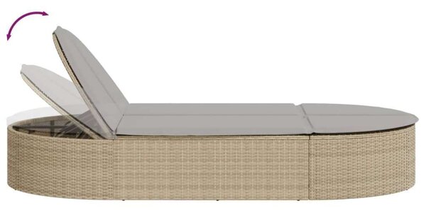 VidaXL Dupla Napozóágy - Polyrattan - Bézs - 200cm