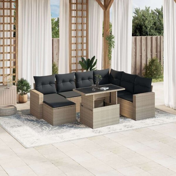 VidaXL Polyrattan Kerti Ülőgarnitúra - 8 részes, Világosszürke